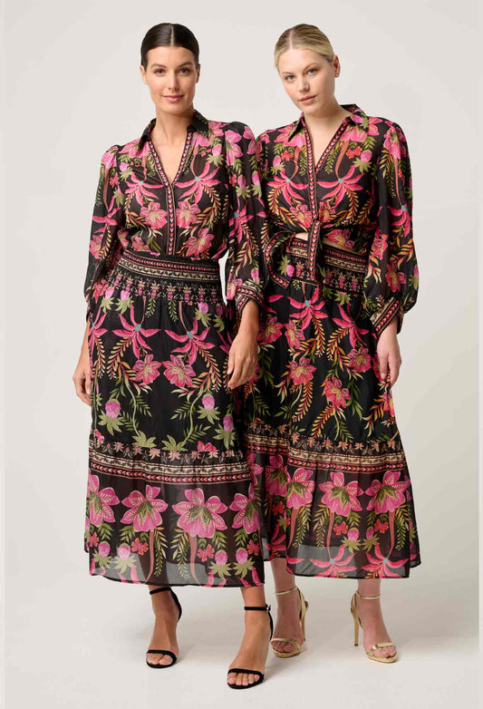 Elegant Silk Blouse with Puff Sleeves and Floral Print – Women's Lightweight Top for Casual or Formal Wear 1