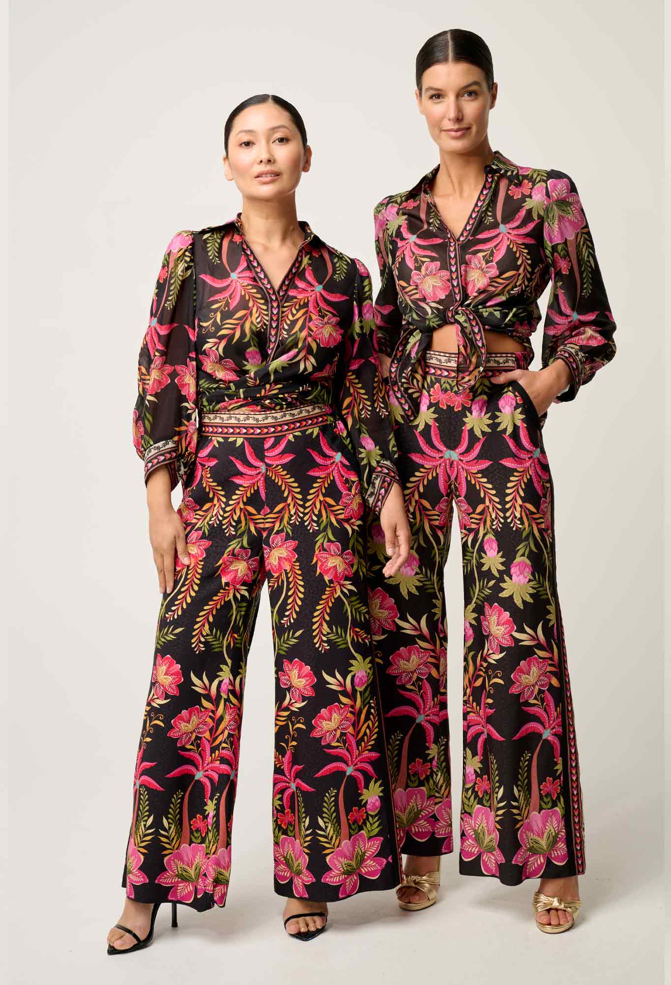 Elegant Silk Blouse with Puff Sleeves and Floral Print – Women's Lightweight Top for Casual or Formal Wear 4