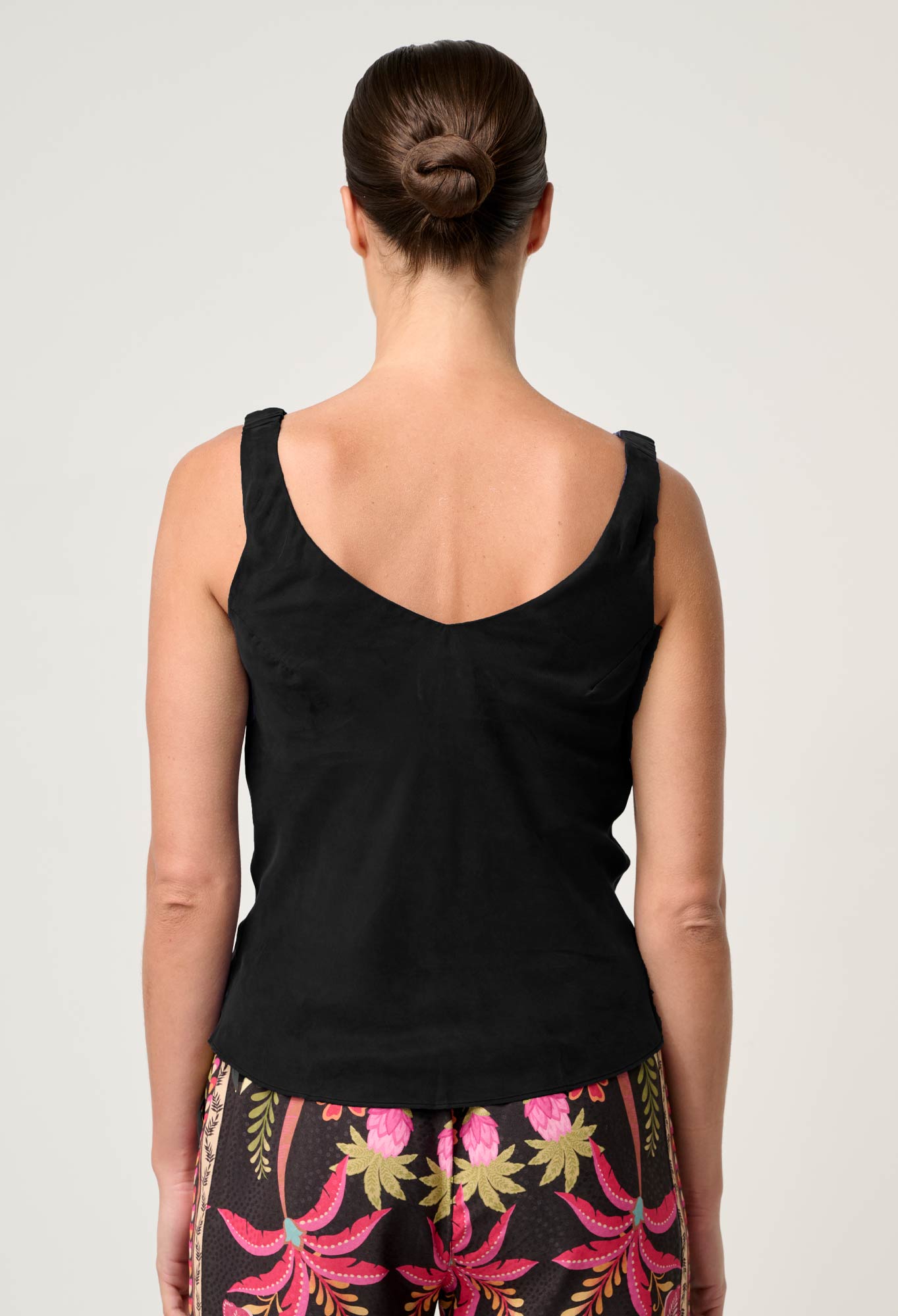 Reversible Black Cami Top – Soft Cupro Camisole with Cowl Neck and V-Neck Options for Women 4