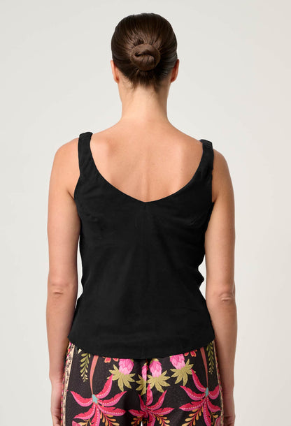 Reversible Black Cami Top – Soft Cupro Camisole with Cowl Neck and V-Neck Options for Women 4