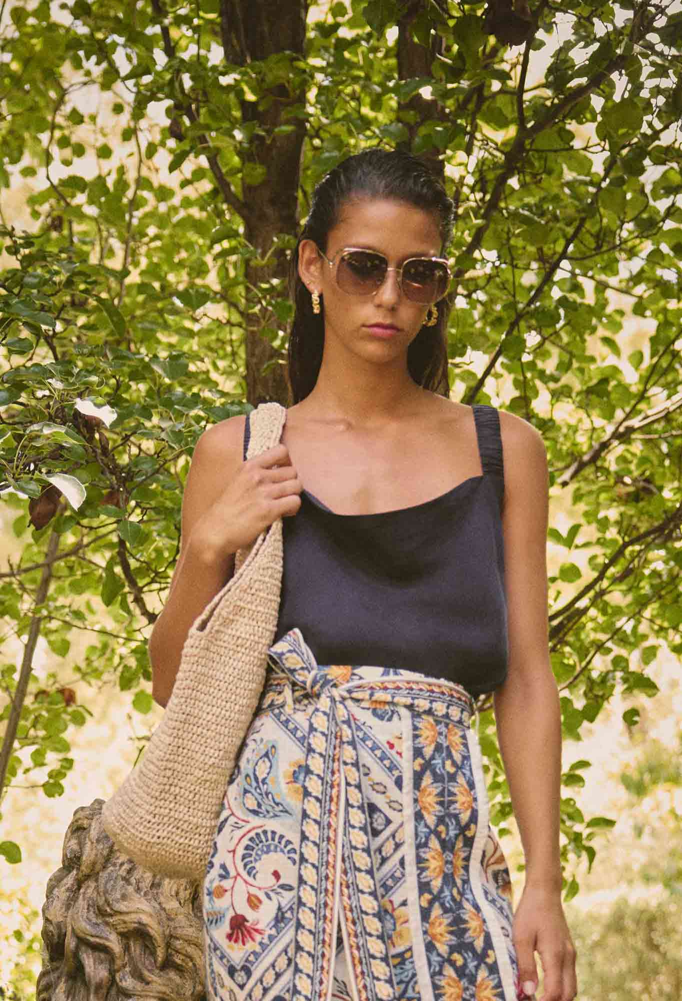 Reversible Cupro Cami Top with Cowl Neck and V-Neck Options – Lapis Blue, Sustainable Fabric, Flattering Fit 0
